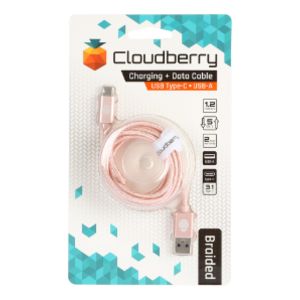 95-01104 | Cloudberry USB Type-C 3.1 vahvarakenteinen datakaapeli 1,2 m ruusukulta