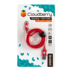 95-01103 | Cloudberry USB Type-C 3.1 vahvarakenteinen datakaapeli 1,2 m punainen