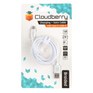 95-01101 | Cloudberry USB Type-C 3.1 vahvarakenteinen datakaapeli 1,2 m valkoinen