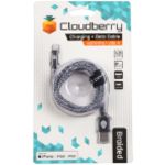 Cloudberry-Lightning-vahvarakenteinen-datakaapeli-12-m-mustavalkoinen